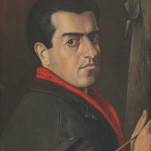 Gregorio Sciltian Autoritratto giovanile, 1955 olio su tela, cm 62×53
