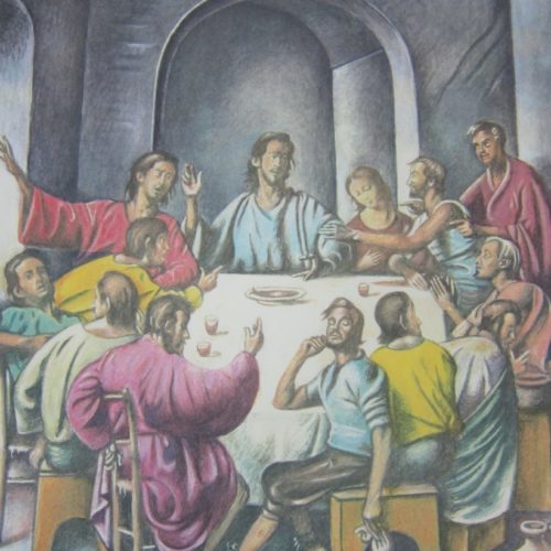 Illustrazioni litografiche di Gregorio Sciltian L’ultima Cena dai Vangeli nell’edizione dell’Istituto Poligrafico d’Arte, Roma, 1985.