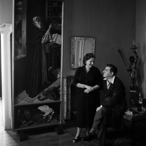Roberto Zabban, backstage “Si Gira da Sciltian” con la moglie Elena Boberman, 1955.